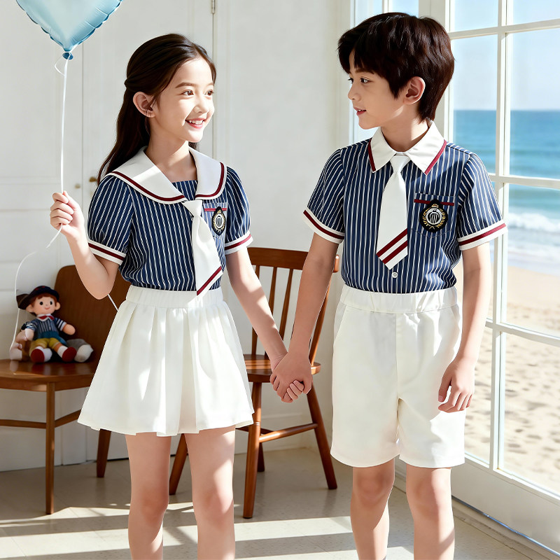 2026小学生校服夏季新品幼儿园毕业班服五一六一合唱服条纹高端