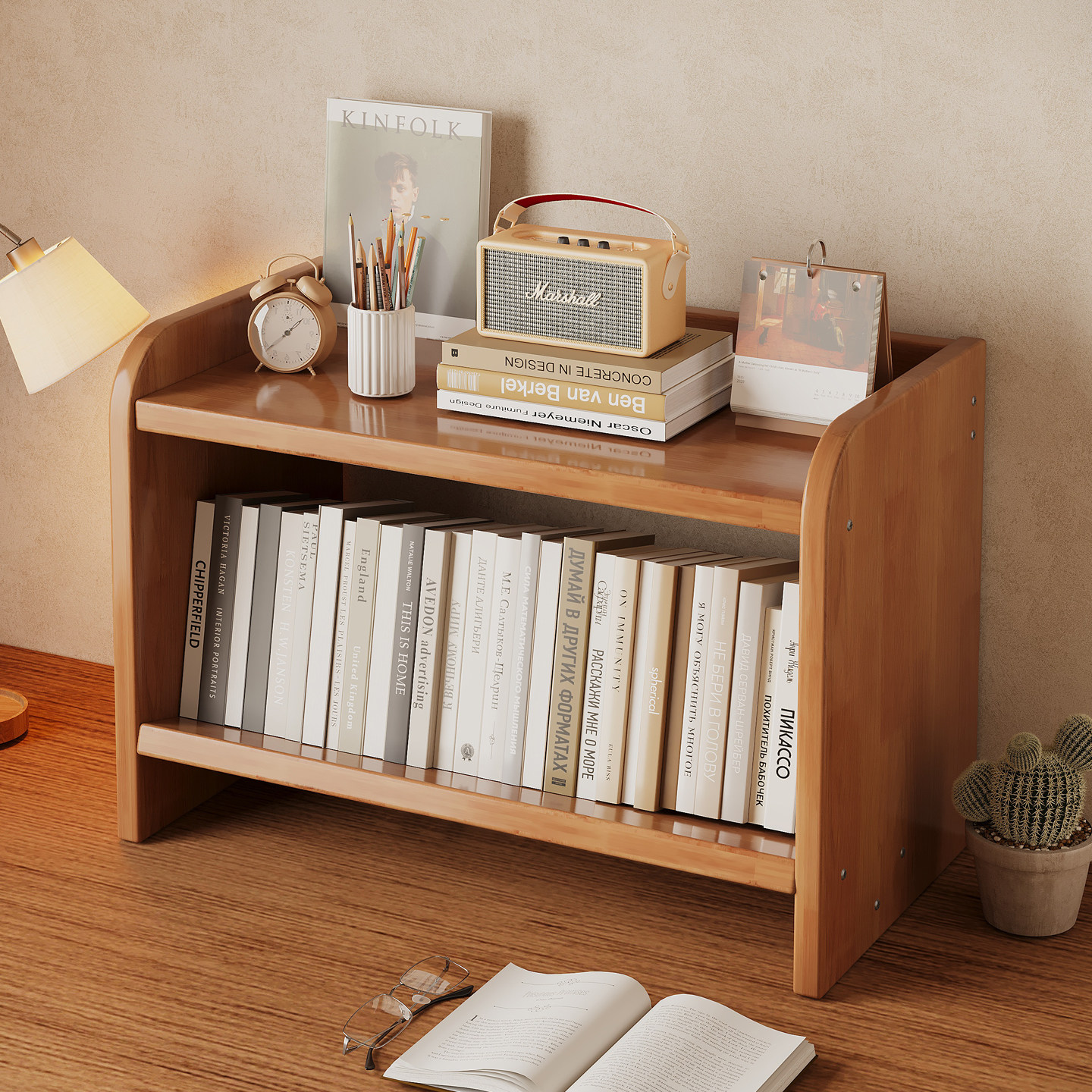 立式多层小型书柜办公室工位桌面置物架桌上书架学生书桌收纳架子