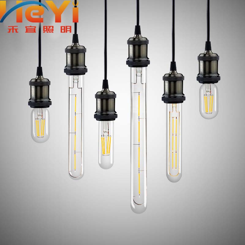 LED新款一级T185长管螺口无频闪LED复古仿钨丝T300长条笛柱形灯泡