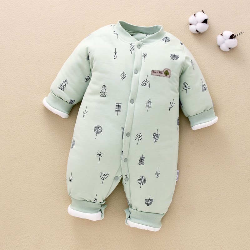 新生儿夹棉保暖外套连体衣初生