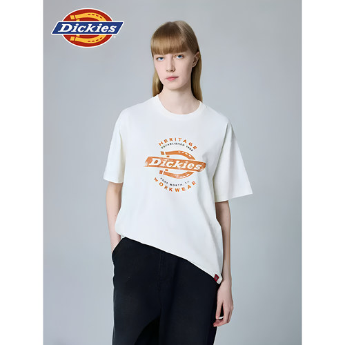 Dickies帝酷适26夏季宽松马蹄铁LOGO图案印花短袖T恤男女情侣内搭
