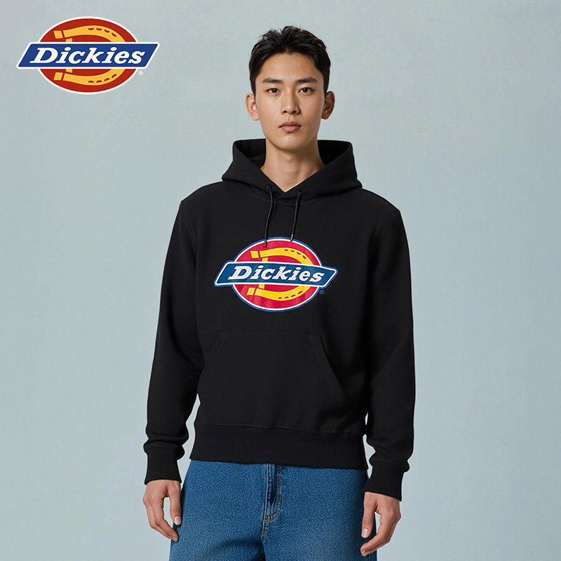 Dickies帝酷适26秋冬经典三色大LOGO连帽毛圈布印花卫衣 男女情侣