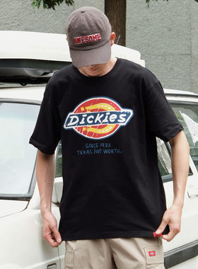 Dickies帝酷适2026年夏季蜡笔画印花纯棉短袖常规宽松情侣款T恤