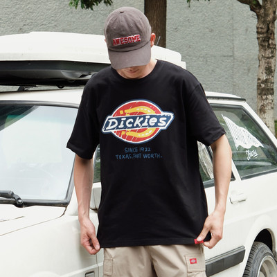Dickies帝酷适2026年夏季蜡笔画印花纯棉短袖常规宽松情侣款T恤