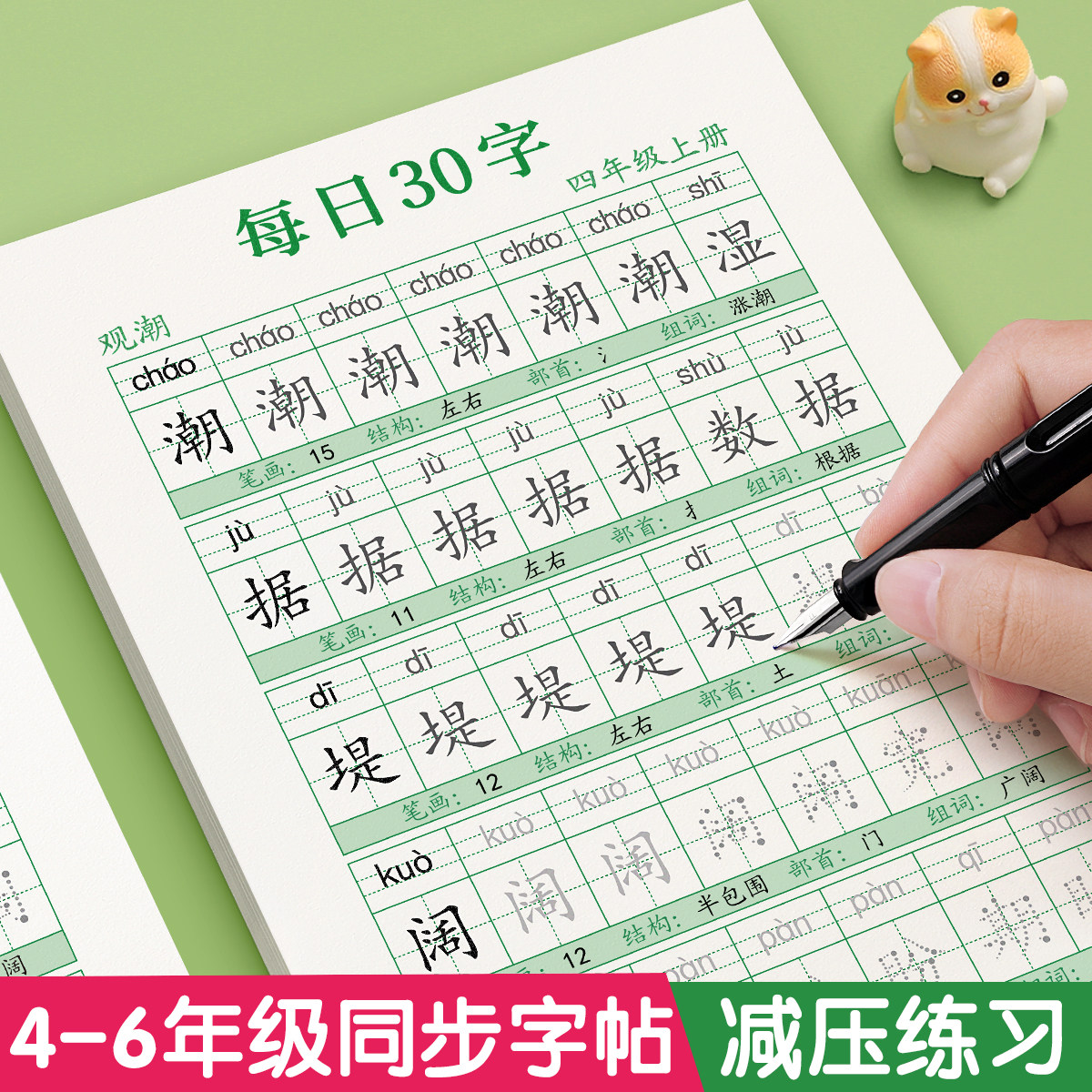 四年级五六年级上册下册同步字帖练字帖每日一练小学生每日30字点阵控笔训练练字4语文钢笔写字人教版减压专用生字硬笔教材练习贴,书籍/杂志/报纸,练字本/练字板,淘宝优惠券,粉丝福利购,淘宝优惠卷