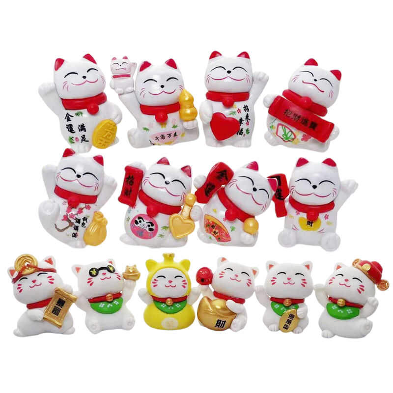 迷你招财猫蛋糕装饰小摆件新年开业生日祝福烘焙装扮配件桌面公仔