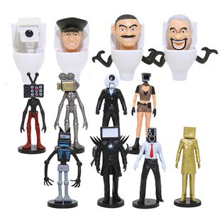 马桶人生日蛋糕装饰摆件 厕所人监控人音响人电视人烘焙装扮公仔