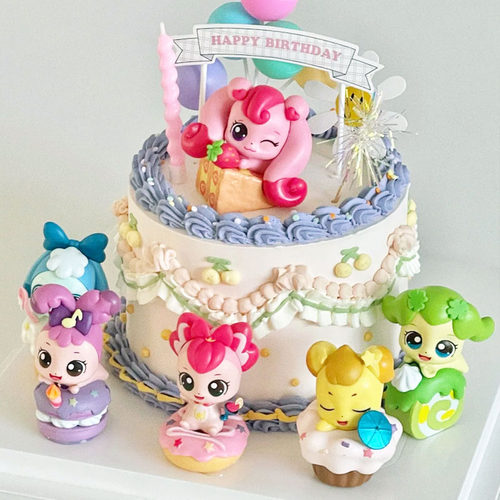 卡通可爱爱心梦可蛋糕装饰摆件公仔套装儿童女孩生日烘焙装扮配件