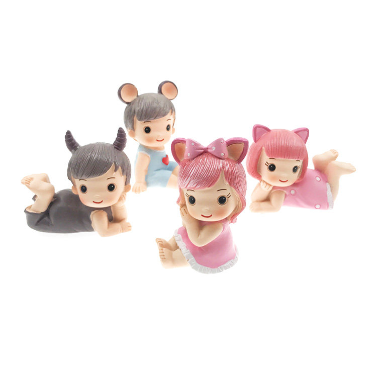 天使小宝贝魔鬼蛋糕摆件 男孩女孩宝宝满月1周岁生日蛋糕装饰公仔