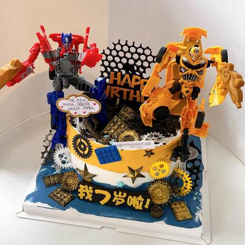 变形汽车人擎天柱大黄蜂蛋糕装饰