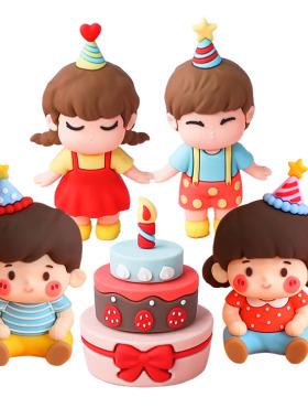 软胶吹蜡烛男孩女孩蛋糕装饰摆件 儿童生日甜品台烘焙装扮用品D88