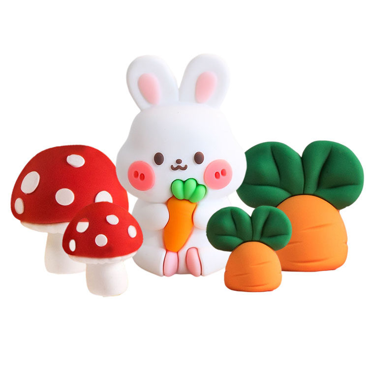 软胶胡萝卜小兔子蘑菇蛋糕装饰摆件插件森系卡通生日烘焙装扮用品