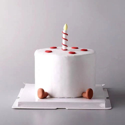 软陶螺纹蜡烛小脚丫蛋糕装饰摆件