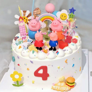 塑料小猪一家蛋糕装饰摆件卡通可爱猪宝宝儿童生日烘焙装扮公仔