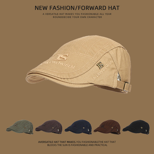 复古百搭贝雷帽子男女士英伦文艺报童帽前进帽户外休闲遮阳鸭舌帽