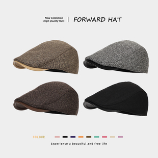 日系复古格纹前进帽子女英伦文艺百搭显脸小反戴鸭舌贝雷八角帽男