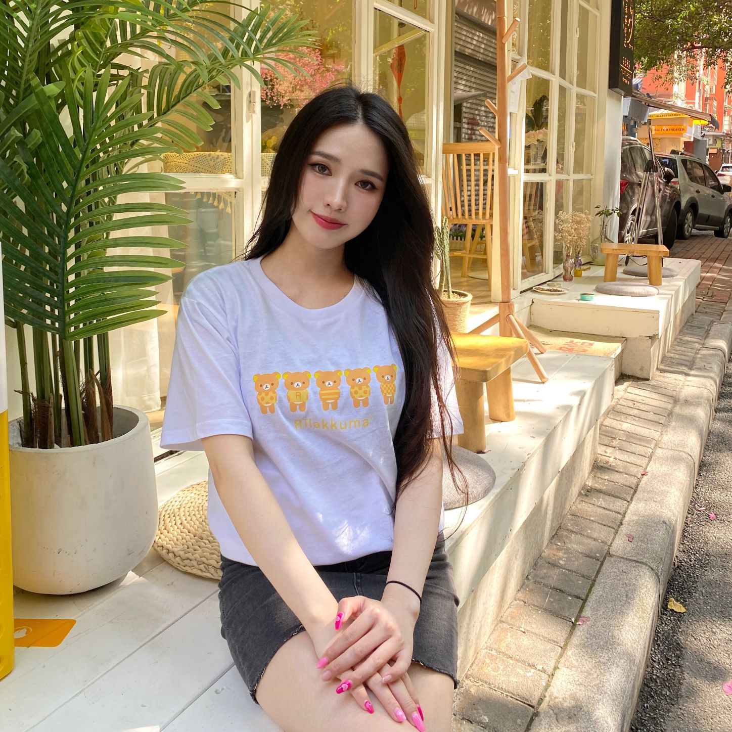 出口日本日系RILAKKUMA轻松熊拉拉熊松弛熊夏季纯棉可爱短袖T恤