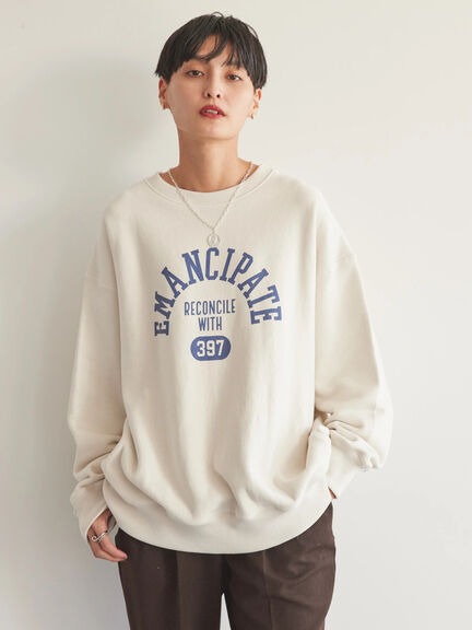 出口日本宽松毛圈字母印花卫衣