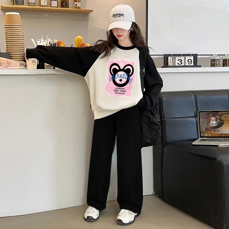 女童春季套装2025新款长袖时髦卫衣女宝宝春秋款洋气休闲两件套潮