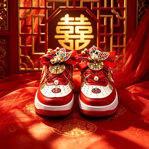 红色婚鞋新娘鞋禾秀婚纱两穿2026新款平底好穿不累脚订婚结婚鞋女