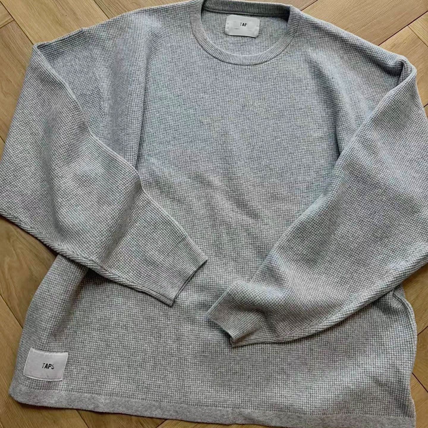 涩谷制原创品牌THoracle全棉华夫格针织圆领加厚粗针宽松版型毛衣