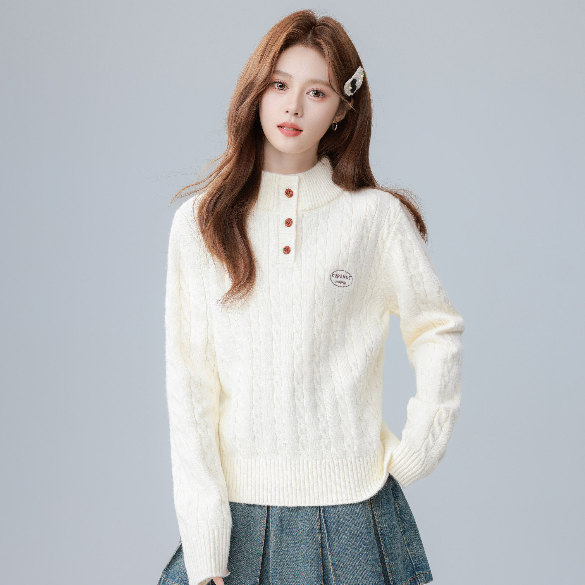 白色半高领套头毛衣女2025秋冬季宽松软糯加厚内搭打底针织衫上衣,个性定制/设计服务/DIY,棉服工装,淘宝优惠券,粉丝福利购,淘宝优惠卷