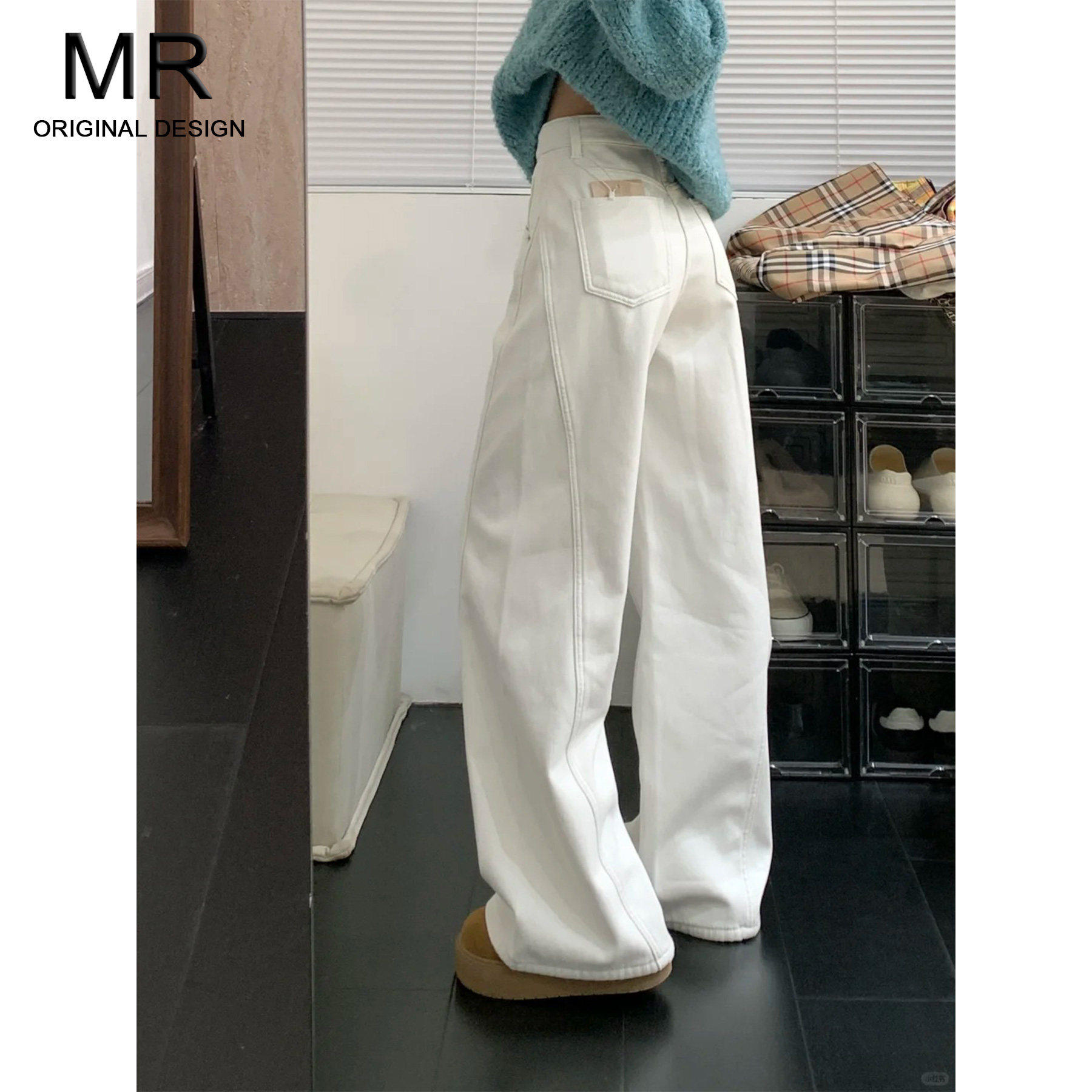 加绒加厚白色高腰阔腿牛仔裤女冬季2025新款宽松显瘦直筒拖地裤子,女装/女士精品,牛仔裤,淘宝优惠券,粉丝福利购,淘宝优惠卷