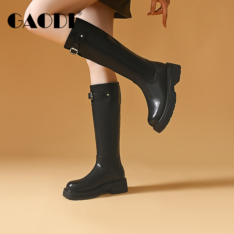 高蒂厚底英伦风长筒靴