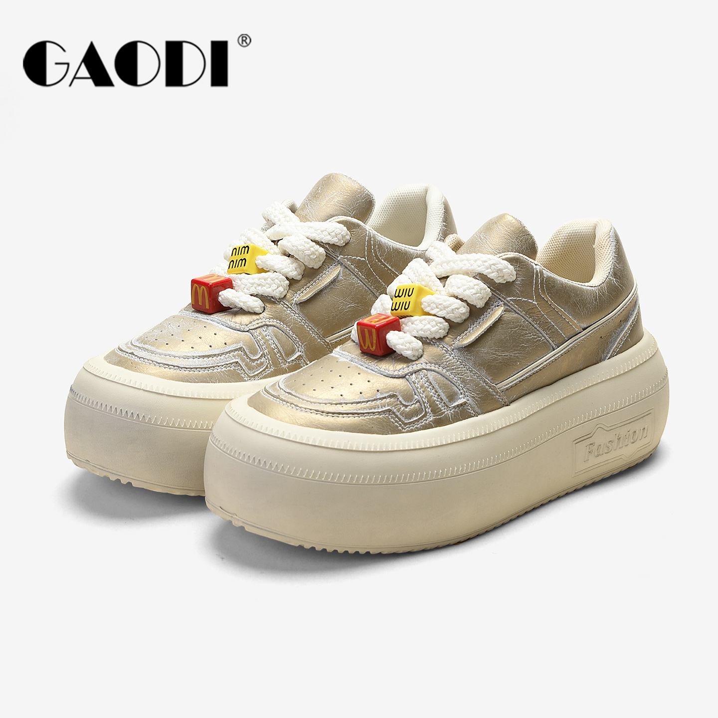 高蒂松糕厚底面包板鞋