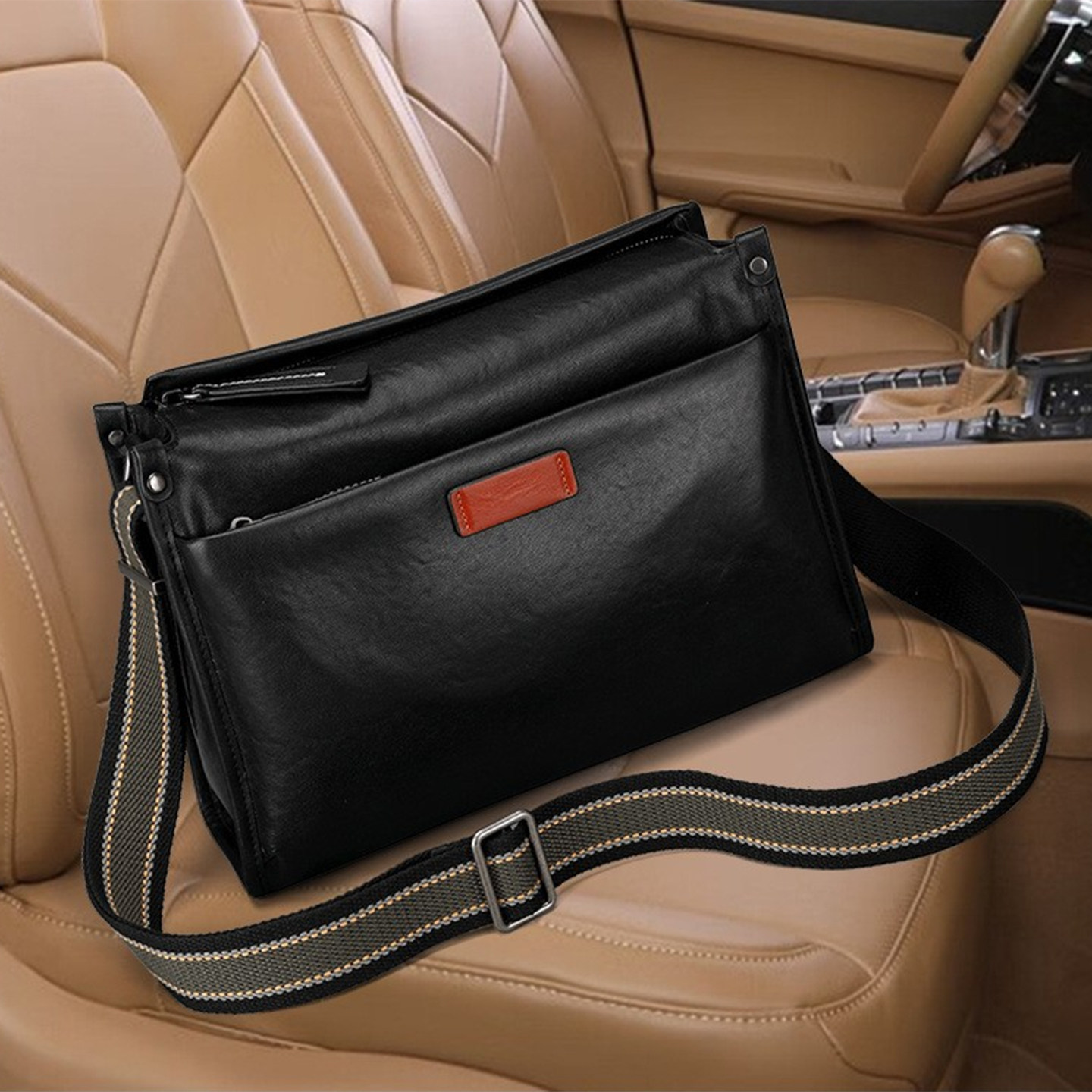 真皮单肩包2026新款头层牛皮男商务休闲斜挎包通勤背包男士横款包