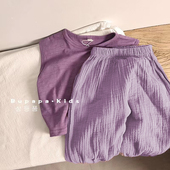 长裤 巨软糯双层棉纱男女宝宝纯棉儿童宽松外穿复古防蚊裤 2025夏装