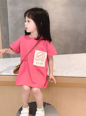 宝宝裙子夏装2026新款短袖小童韩版可爱洋气t恤裙纯棉女童连衣裙A