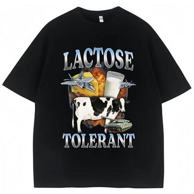 Lactose Tolerant Milk 欧美趣味创意搞笑奶牛纯棉圆领短袖T恤男