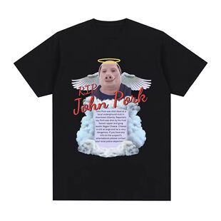 猪神短袖衣服R.I.P John Pork Humor Pig欧美创意趣味搞笑印花T恤