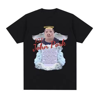猪神短袖衣服R.I.P John Pork Humor Pig欧美创意趣味搞笑印花T恤