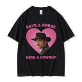 The 短袖 Horse Save 欧美创意歌手图案印花大码 Ride Cowboy T恤