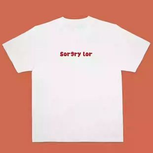 lor广东文化粤语小众设计感纯棉短袖 Sor9ry 创意印花潮流简约