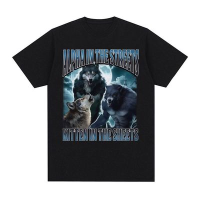 Alpha in The Sets Kitten in The Sheets 欧美趣味搞笑狼图案T恤