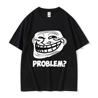 Troll Face Memes Angry Man Problem趣味巨魔脸情侣短袖T恤男女