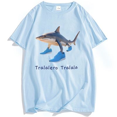 Tralalero Tralala Italian Brainrot欧美时尚四脚鲨鱼搞笑T恤男