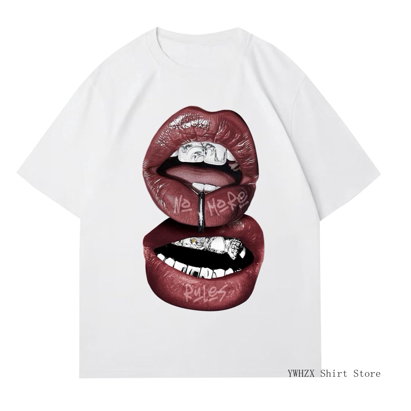 欧美创意时尚潮流性感嘴唇圆领时尚休闲大码短袖T恤男女