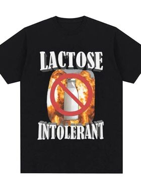 Lactose Intolerant  T-shirt乳糖不耐受趣味图案短袖上衣T恤男女