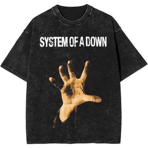 System of A Down重金属乐队水洗黑纯棉圆领休闲大码短袖T恤男女