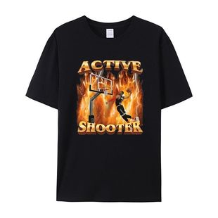 ACTIVE SHOOTER 热血高街篮球欧美街头风纯棉T恤男女夏季潮流短袖