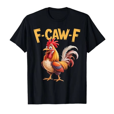 F Caw F Chicken FCAWF 欧美趣味搞笑简约时尚大公鸡短袖T恤男女