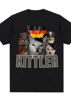 Fuuny Kittler Cat趣味搞笑猫咪字母潮流简约休闲圆领短袖T恤男女