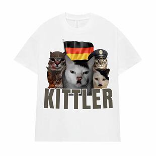 Funny 短袖 Cat 休闲大码 T恤男 欧美趣味搞笑猫咪圆领时尚 Kittler