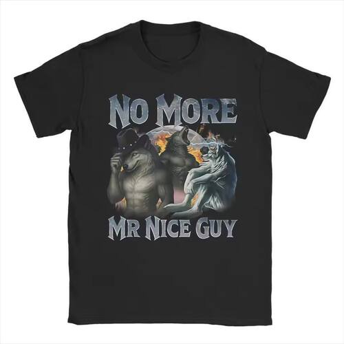 No More Mr Nice Guy Funny Alpha Wolf狼人图案短袖T恤男女上衣