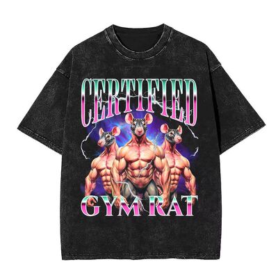 Geregistreerde Flex Offender健美运动员健身水洗黑纯棉大码T恤
