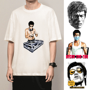 纪念李小龙DJ打碟T恤截拳道短袖功夫纪念品周边同款衣服